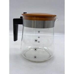 MCM Starburst Glass Carafe Coffee Pot Orange Lid 5-6 Cups Unmarked